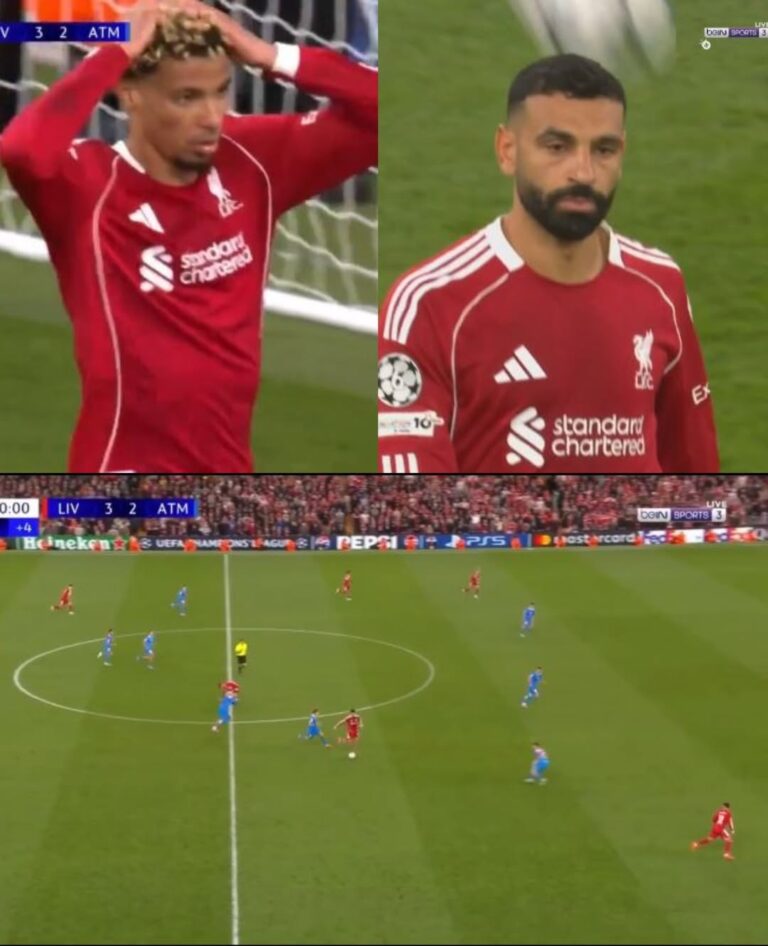 محمد صلاح يدهش الجميع بسرعته الفائقة ويمرر كرة رائعة لزميله إيكيتيكي أمام المرمى.
