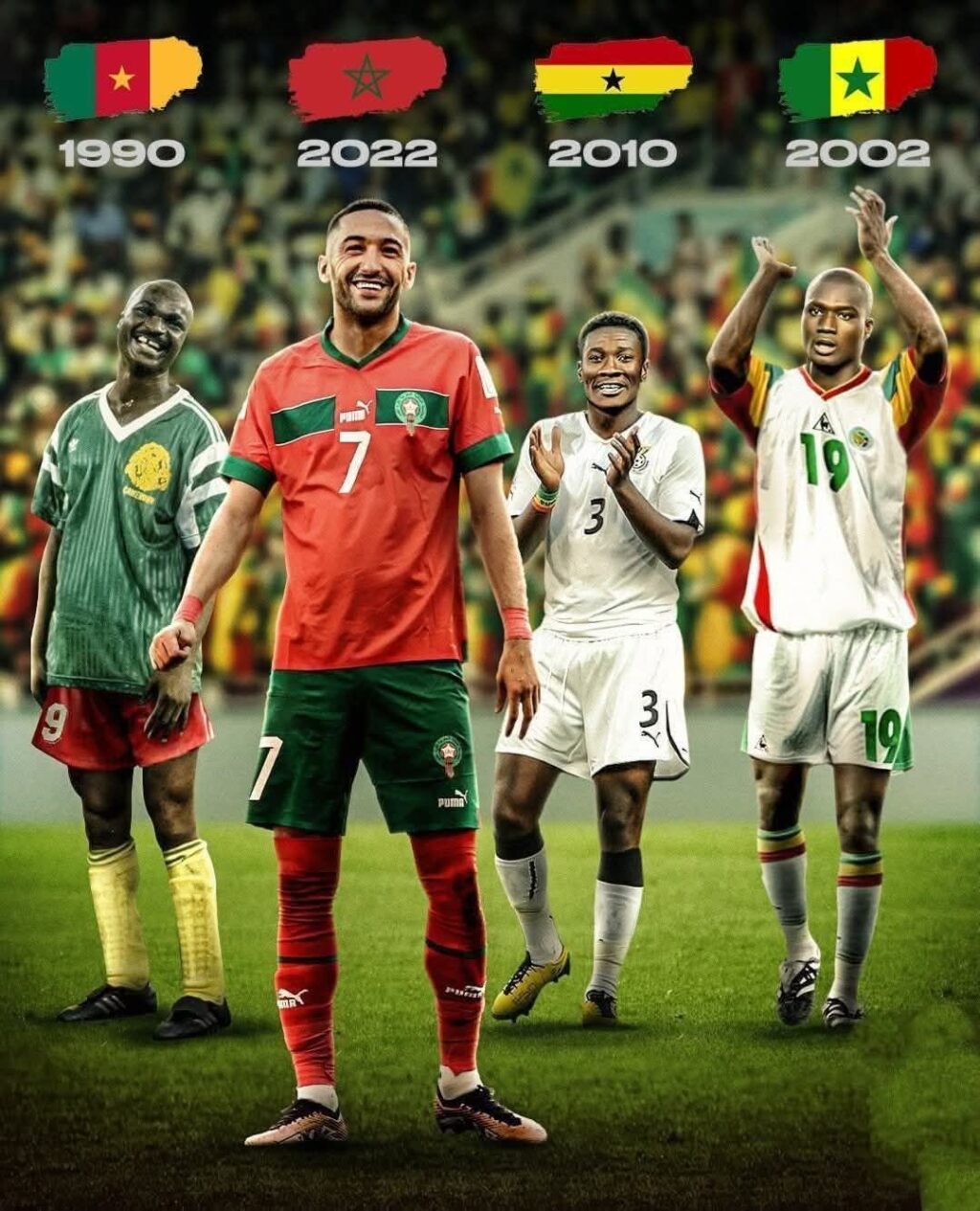 إنجازات المنتخبات الأفريقية في كأس العالم: المغرب إلى نصف النهائي 2022 والكاميرون تترك بصمتها.