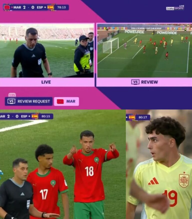 لأول مرة في تاريخ كأس العالم، يُطبق قانون التحدي بين الحكم والمدرب خلال مباراة المغرب.