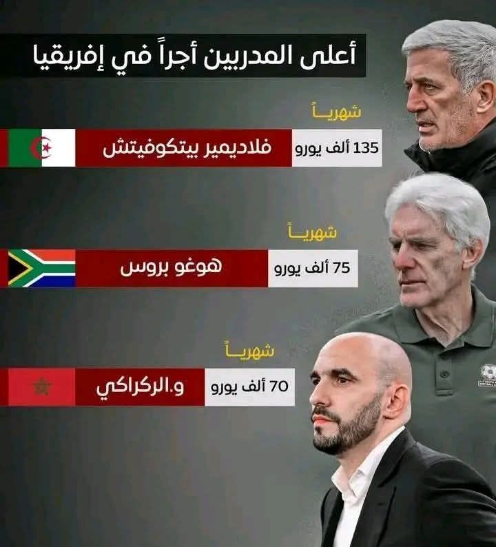 أعلى المدربين أجراً في أفريقيا: بيتكوفيتش يتصدر القائمة براتب 135 ألف يورو.
