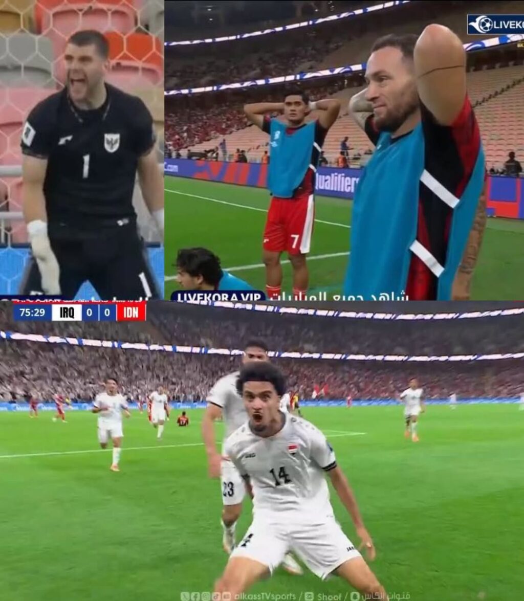 الدقيقة 76: العراق تُعادل إندونيسيا 0-0، مما يُعقِّد من مهمتها في المباراة.