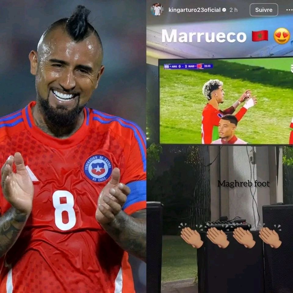 الأسطورة أرتورو فيدال، نجم منتخب تشيلي السابق، يهنئ ويبارك عبر إنستغرام بمناسبة إنجاز رائع.