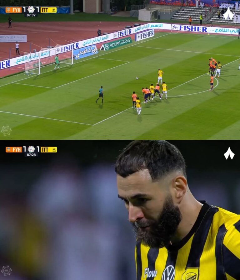في الدقيقة 88: التعادل 1-1 بين الاتحاد والفيحاء، وكريم بنزيما يستعد لتنفيذ ركلة جزاء مصيرية.