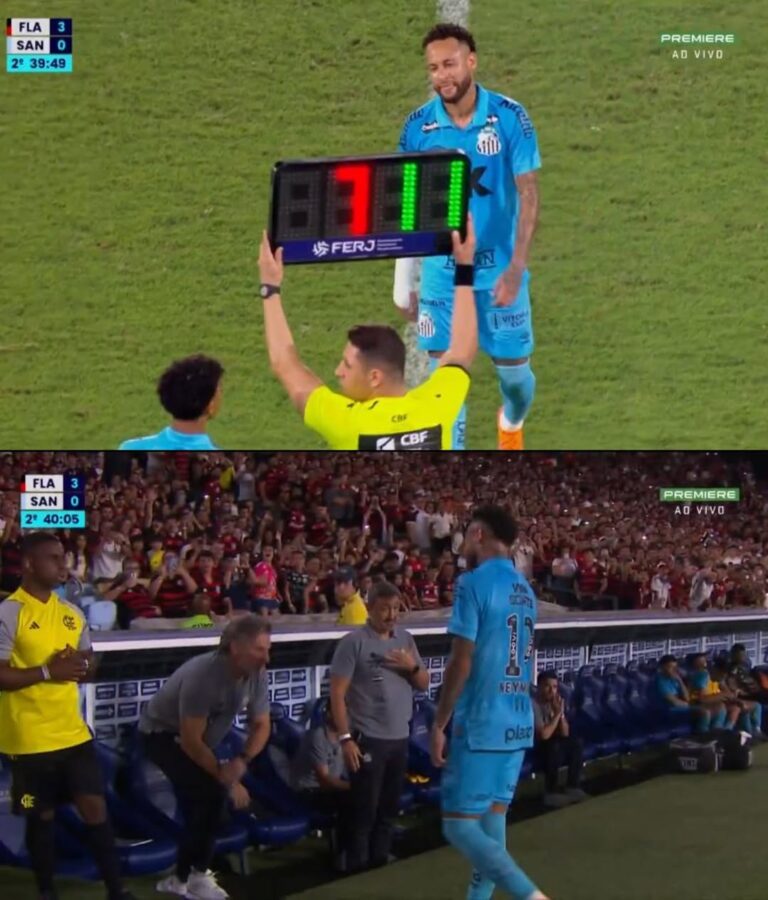 نبأ يفيد بطرد نيمار من سانتوس عقب حادثة مثيرة وصادمة أثناء تبديله في المباراة.