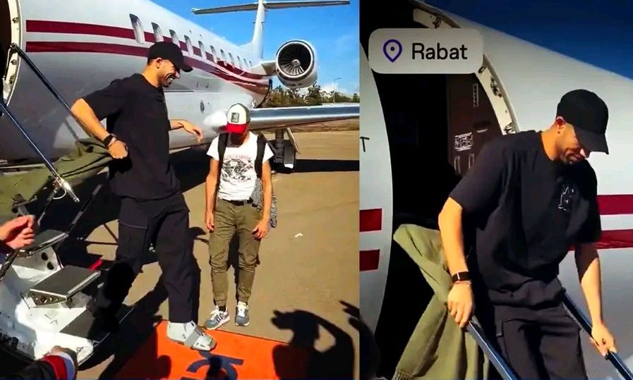 رغم إصابته، أشرف حكيمي يصل إلى مدينة الرباط على متن طائرة خاصة لحضور حفل توزيع الجوائز.