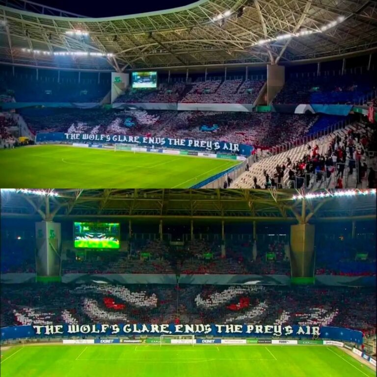 دبــل تيفو مذهل لجماهير شباب بلوزداد خلال كأس الكونفيدرالية. عرض يعكس شغفها وإبداعها في المدرجات.