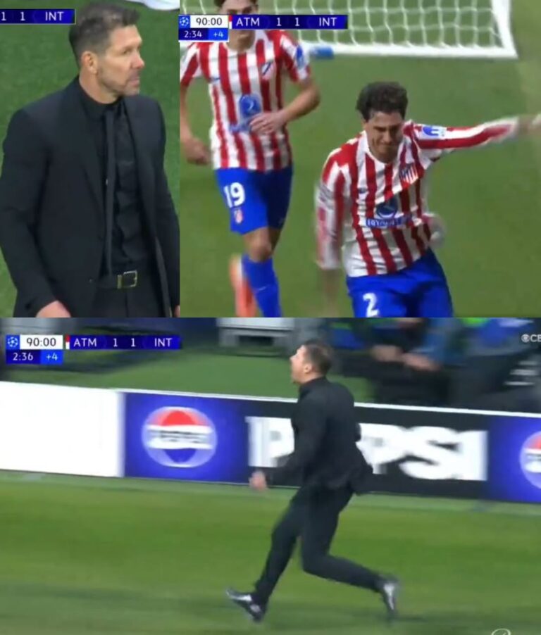 الدقيقة 93: التعادل 1-1 بين أتلتيكو مدريد وإنتر ميلان، 70 ثانية تفصلنا عن نهاية المباراة...