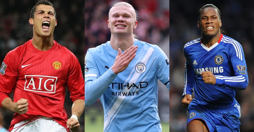 104 - إيرلينغ هالاند، 103 - ديدييه دروجبا، وكريستيانو رونالدو يحلقون بأهدافهم في سماء كرة القدم.