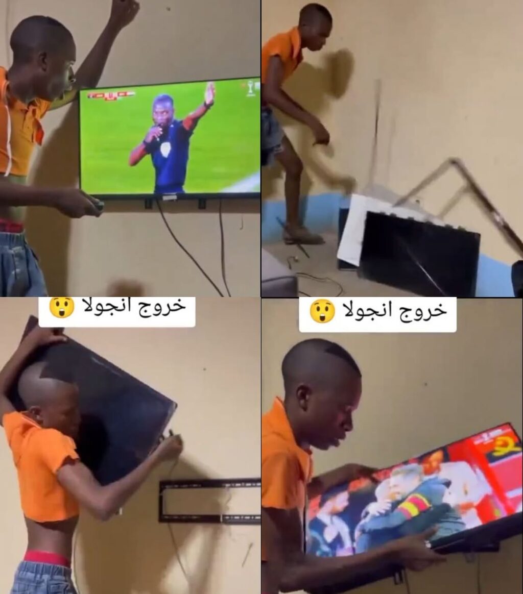 أغرب لحظات الموسم: مشجع أنجولي في نوبة غضب هوجاء يكسر شاشة بعد مباراة مثيرة!