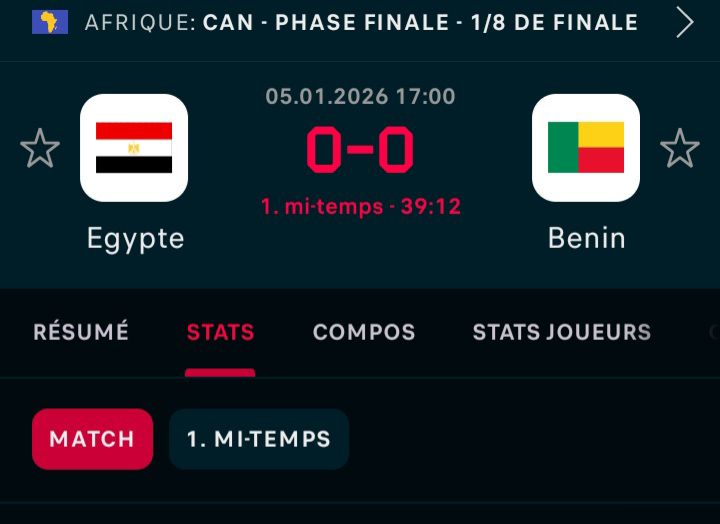 حتى الآن، منتخب بنين يتفوق على منتخب مصر في مباراة مثيرة. نأمل بتحقيق نتائج أفضل في القادم!