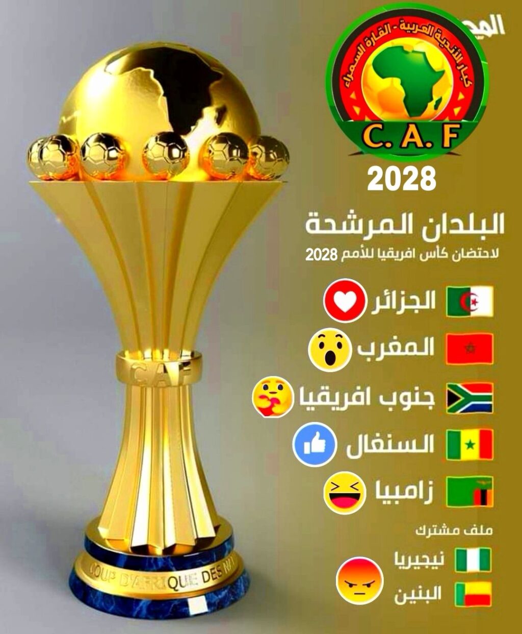 غداً، سيتم الإعلان عن الدولة المستضيفة لكأس أمم أفريقيا 2028. ترقبوا نتيجة الاختيار!