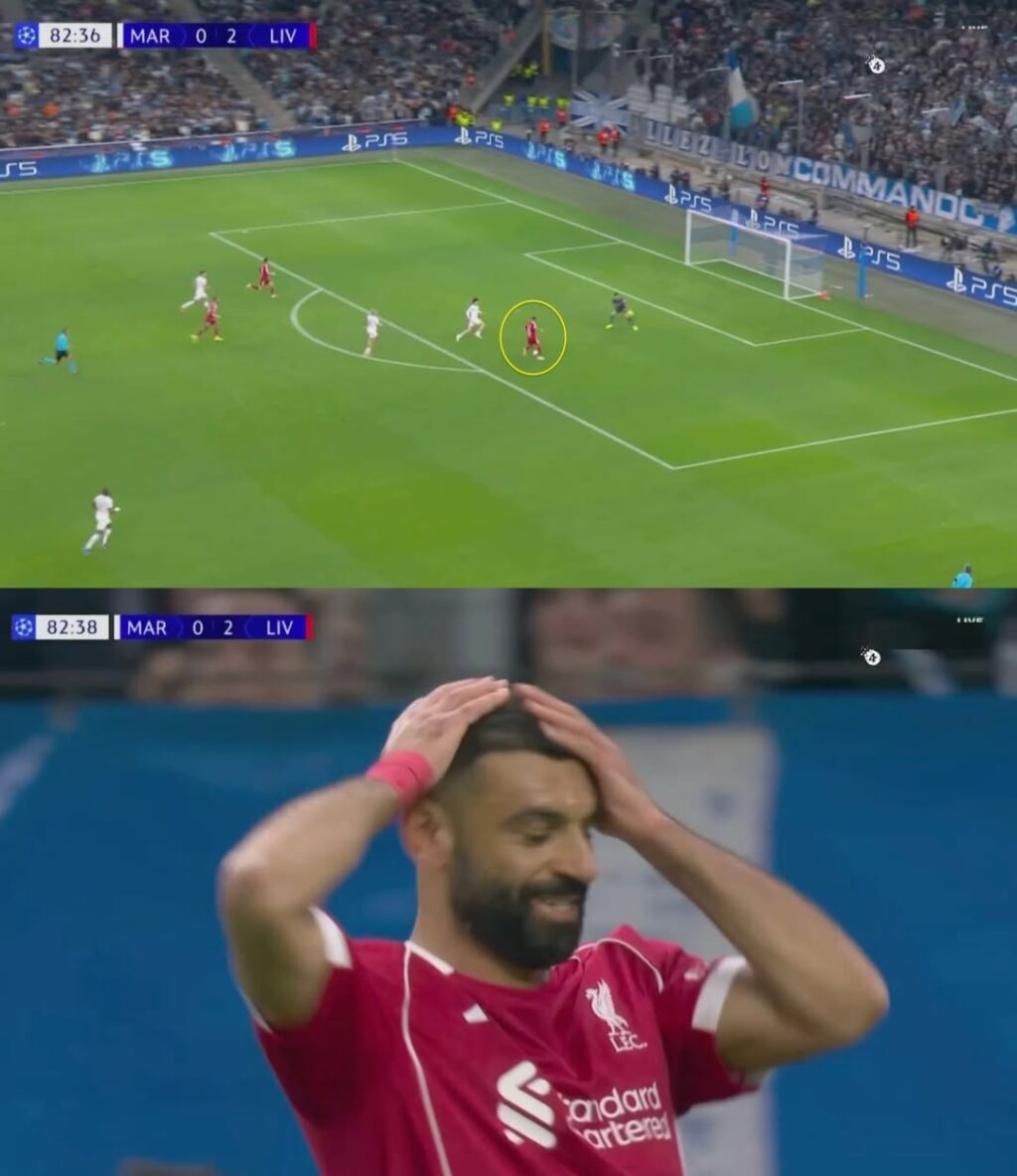 لحظة غير متوقعة من محمد صلاح في الدقيقة الأخيرة من مباراة مارسيليا وليفربول تثير الأذهان.