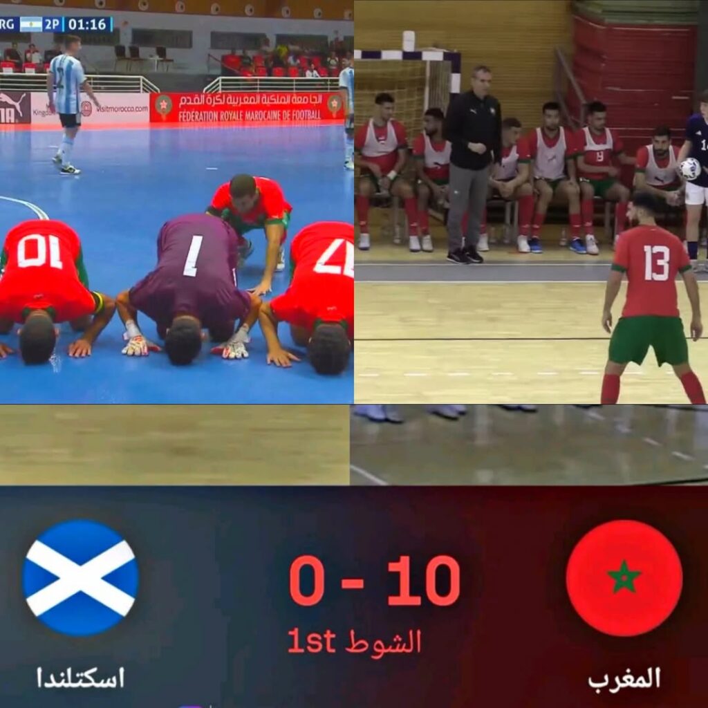 المنتخب المغربي للفوتسال يتألق بفوز ساحق على منتخب اسكتلندا بنتيجة 10-0 في مباراة مثيرة.