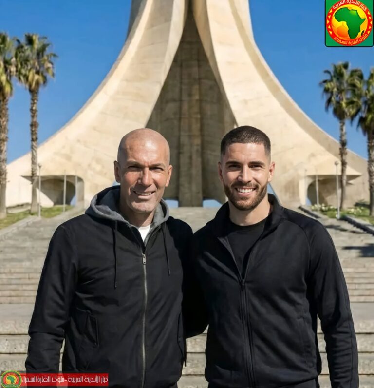 الأسطورة زيدان وأبنه لوكا يقفان أمام عدسة الكاميرا في لحظة مميزة بالعاصمة الجزائر.