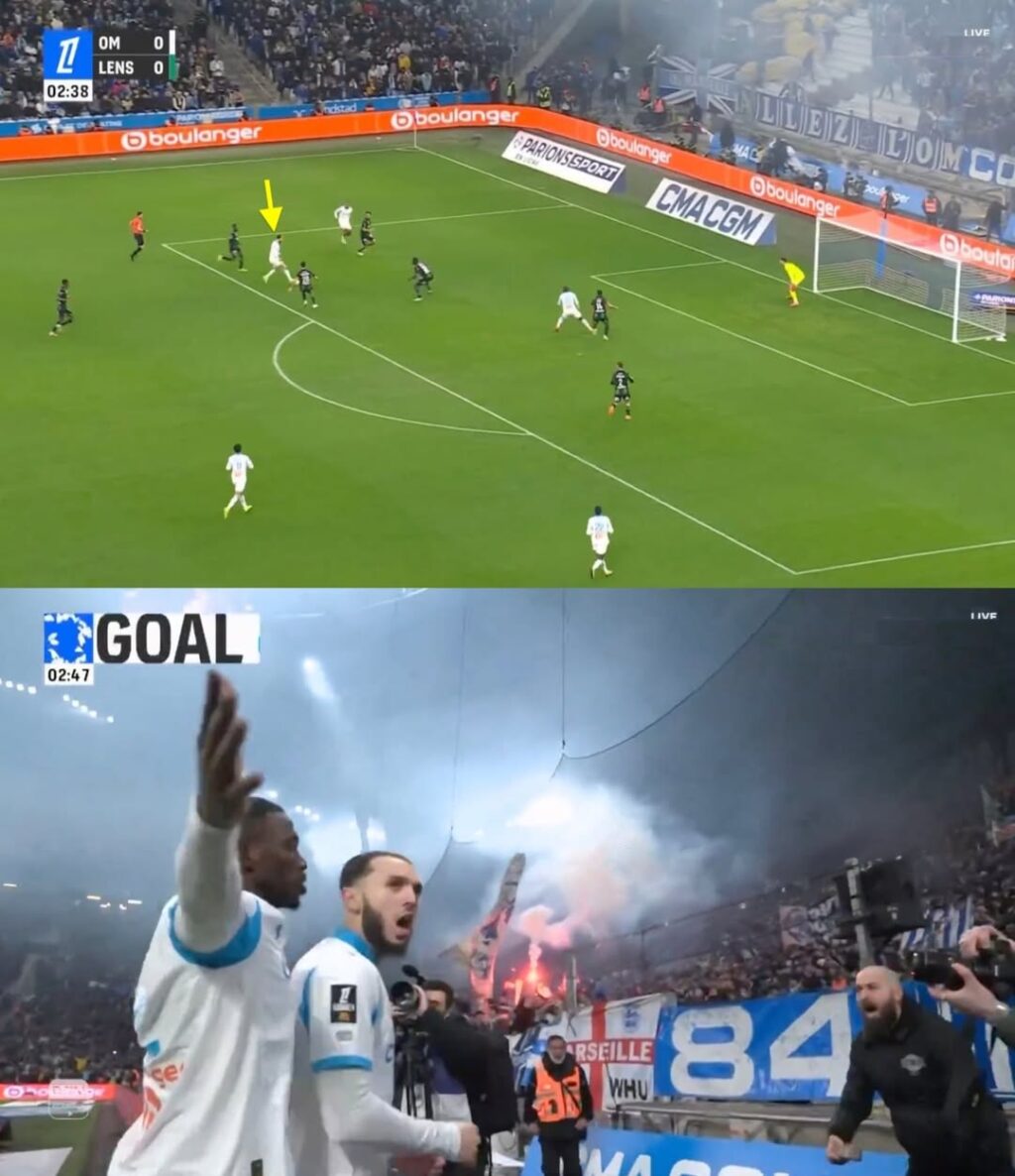 أمين غويري يحقق المعجزات في أول 200 ثانية من صافرة بداية مباراة مارسيليا.