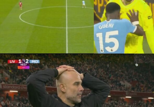 الدقيقة 98: مانشستر سيتي يقلب الطاولة على ليفربول ويحقق انتصارًا مثيرًا 2-1 في آخر 5 دقائق من المباراة.